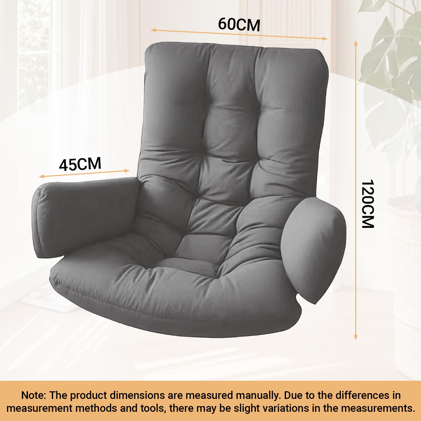 Coussin pour balancelle suspendue, coussin de chaise suspendue, coussin de jardin, coussin de siège lavable, coussin épais pour panier suspendu extérieur (gris foncé)