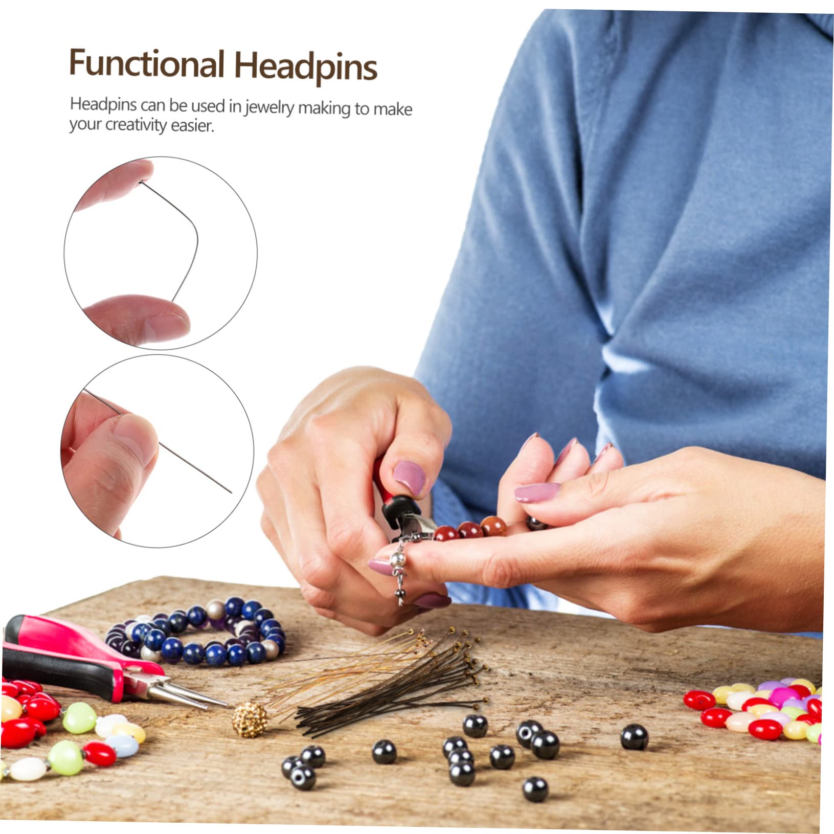 Beatifufu 200 Pcs Thin Ball Head Needles for Jewelry Making Earring Tool Bracelet Necklace DIY Accessories