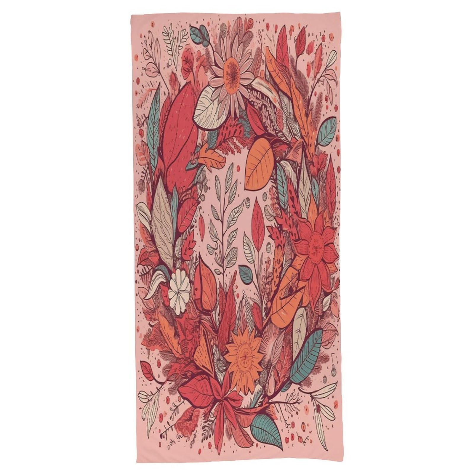Fekiloot Men's Style Garland And Leaves Bath Towel Highly Absorbent,Beach Towels For Wo,Pool Towel Bathroom Essential For Beach,Gym,Travel, Camp
