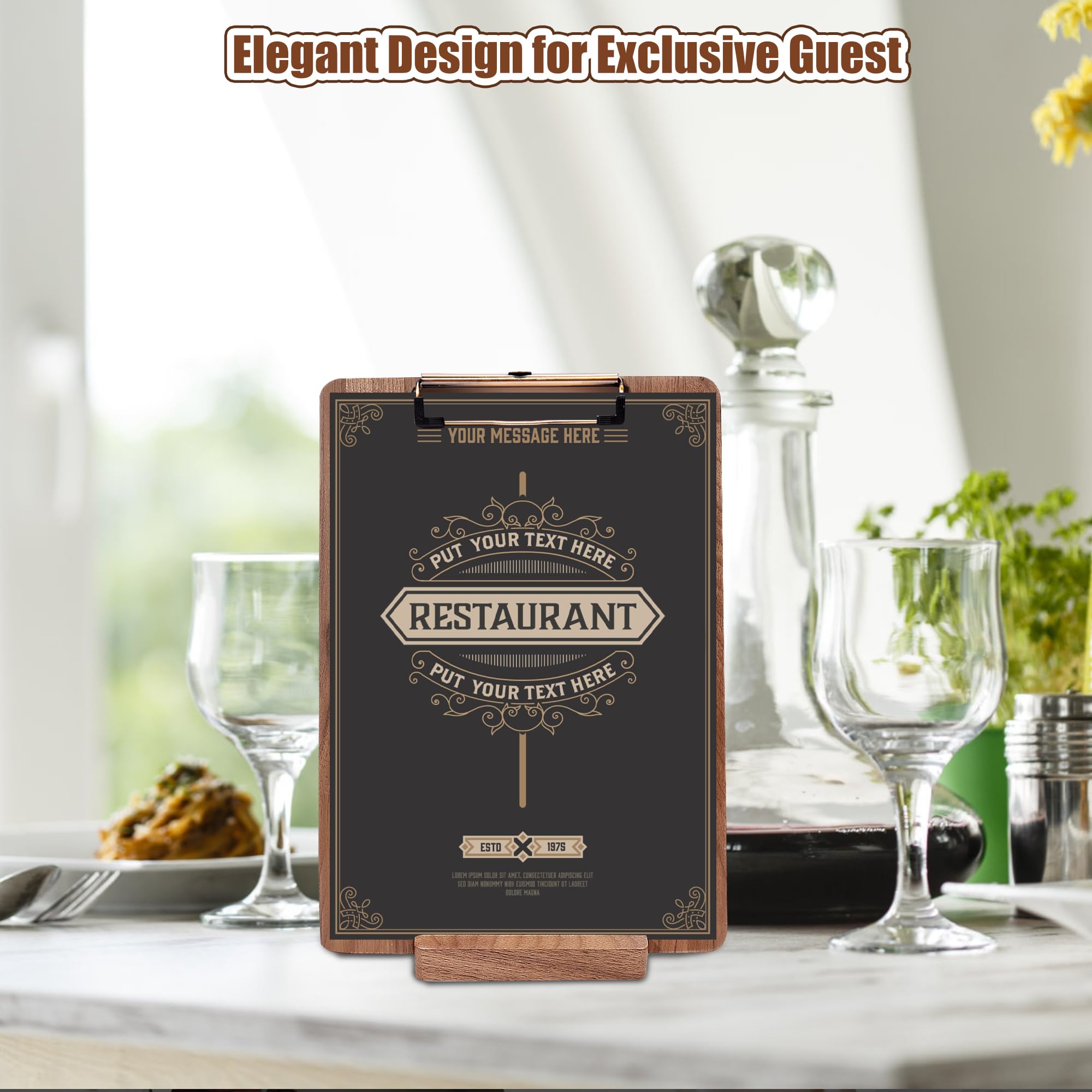 Confezione da 2 tavolette portablocco in legno di noce, 32 x 22,1 cm, con base stabile, in legno massiccio, supporto per bar, corsi di formazione, caffetterie, forniture per ufficio