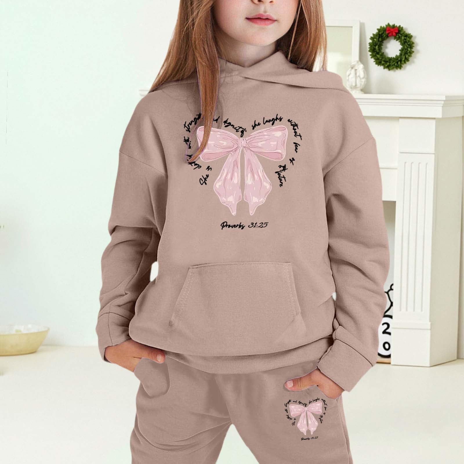 Générique 2 Pièces Ensembles Fille Survêtement Unisexe Lettres Pull Et Joggers Avec Poches Training Sweat-Shirt Manches Longues Coupe Ensemble De Jogging Chaude Rentrée Scolaire
