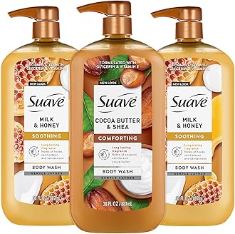 Body Wash Variety Bundle – Milk & Honey 2-Pack & Cocoa Butter Shea, Gentle & Moisturizing Body Washes with Vitamin E, 30 Oz Ea (3 Piece Set)