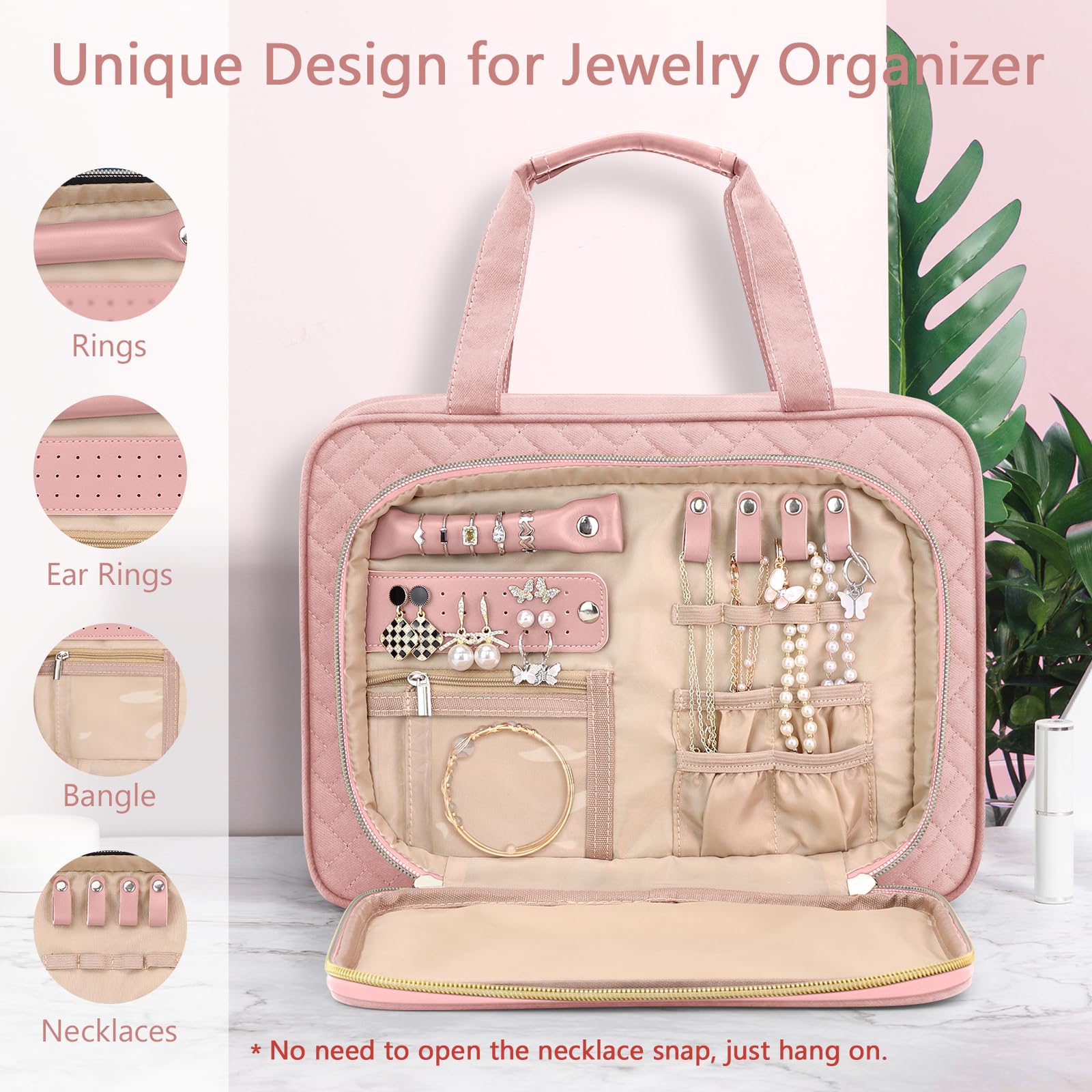 Wedama Neceser para mujer, bolsa de aseo colgante de viaje con compartimento organizador de joyas, bolsa de maquillaje, bolsa de maquillaje impermeable, bolsa de viaje para cosméticos, viajes, camping
