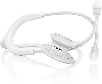 MDF MD One Stainless Steel Premium Dual Head Stethoscope, White Tube, Whiteout Chestpieces-Headset, MDF777WO