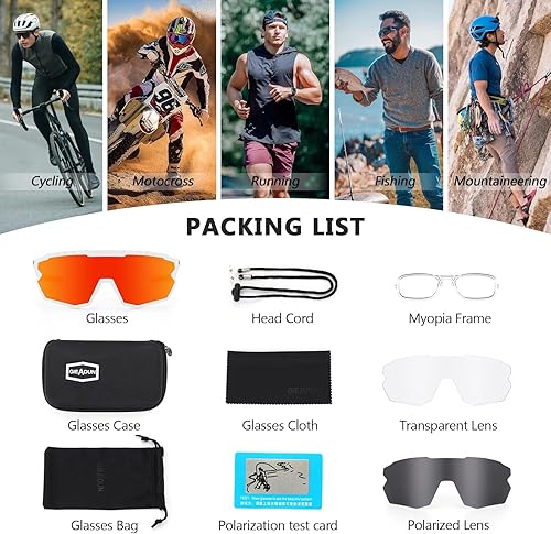 Vista 62 de Gafas de sol deportivas Gafas de ciclismo Gafas polarizadas rosadas Gafas de béisbol con 3 lentes, pesca, esquí, correr, golf