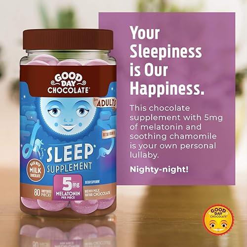 Miniatura 6 de Good Day Chocolate Melatonina para adultos 80 unidades  Chocolate con leche sin OMG de comercio justo con manzanilla y melatonina 3 mg  Melatonina