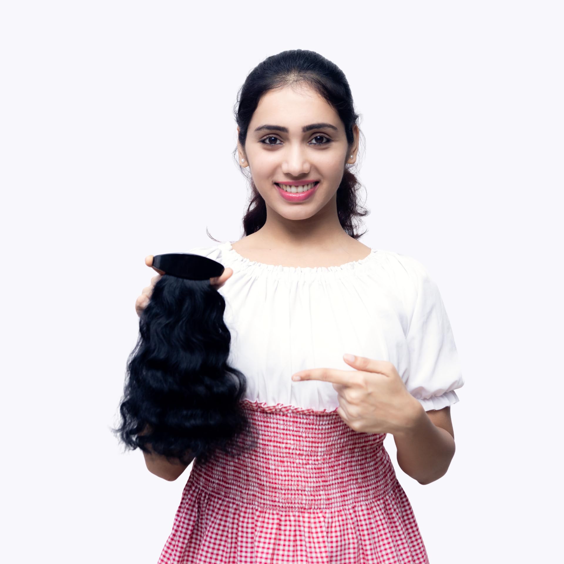 Ponytail Human Hair Extensions - Wavy Easy Clip-In Style | Natural Hair | Changeable clips | Washable | original hair extensions (10, Natural Black)