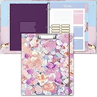 Vista 21 de Carpeta de 3 anillas, carpeta de anillos redondos de 1 pulgada con portapapeles, pestañas divisoras, fundas de bolsa con cremallera de PVC