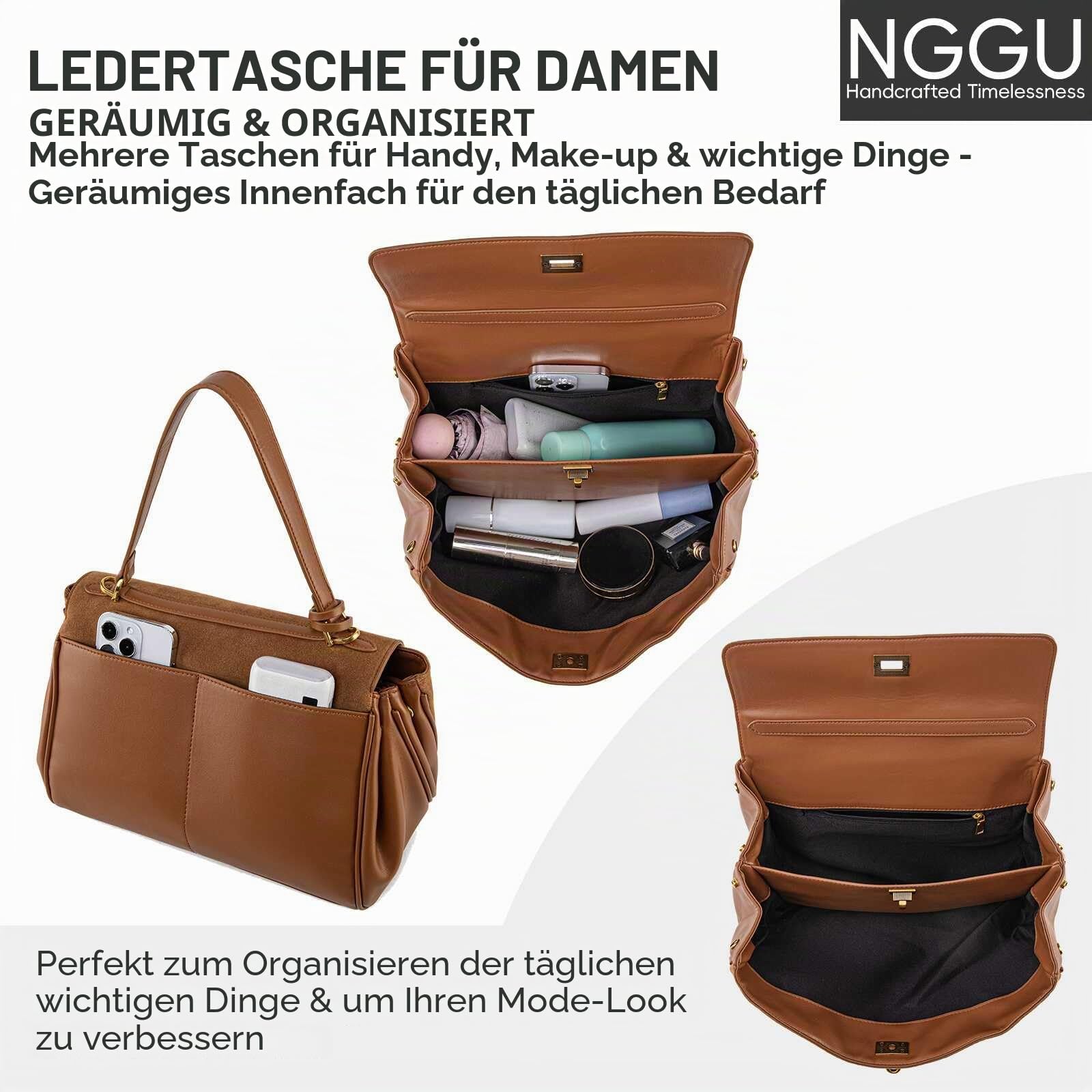 Tragetasche aus Wildleder und Leder, weiches Leder, Schulterhandtaschen für Damen, Umhängetasche für Reisen, Arbeit