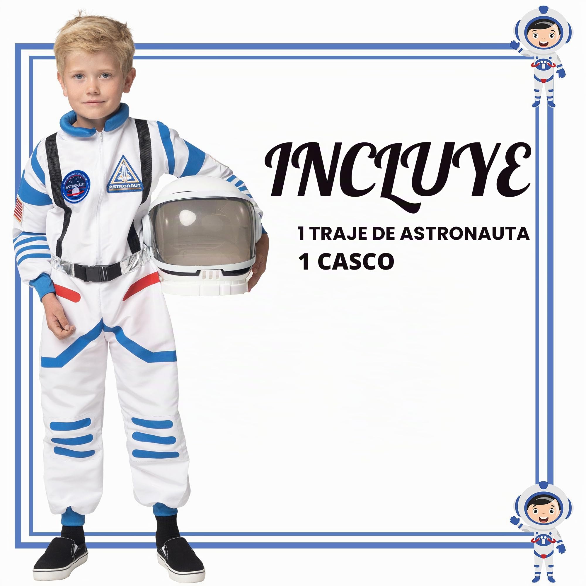 Spooktacular Creations Disfraz de astronauta blanco y negro unisex para Halloween, disfraz de piloto