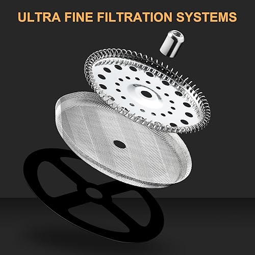 Miniatura 2 de PARACITY Cafetera de prensa francesa de 34 onzas, prensa de café con pantalla de 3 filtros, prensa francesa de vidrio de borosilicato resistente al