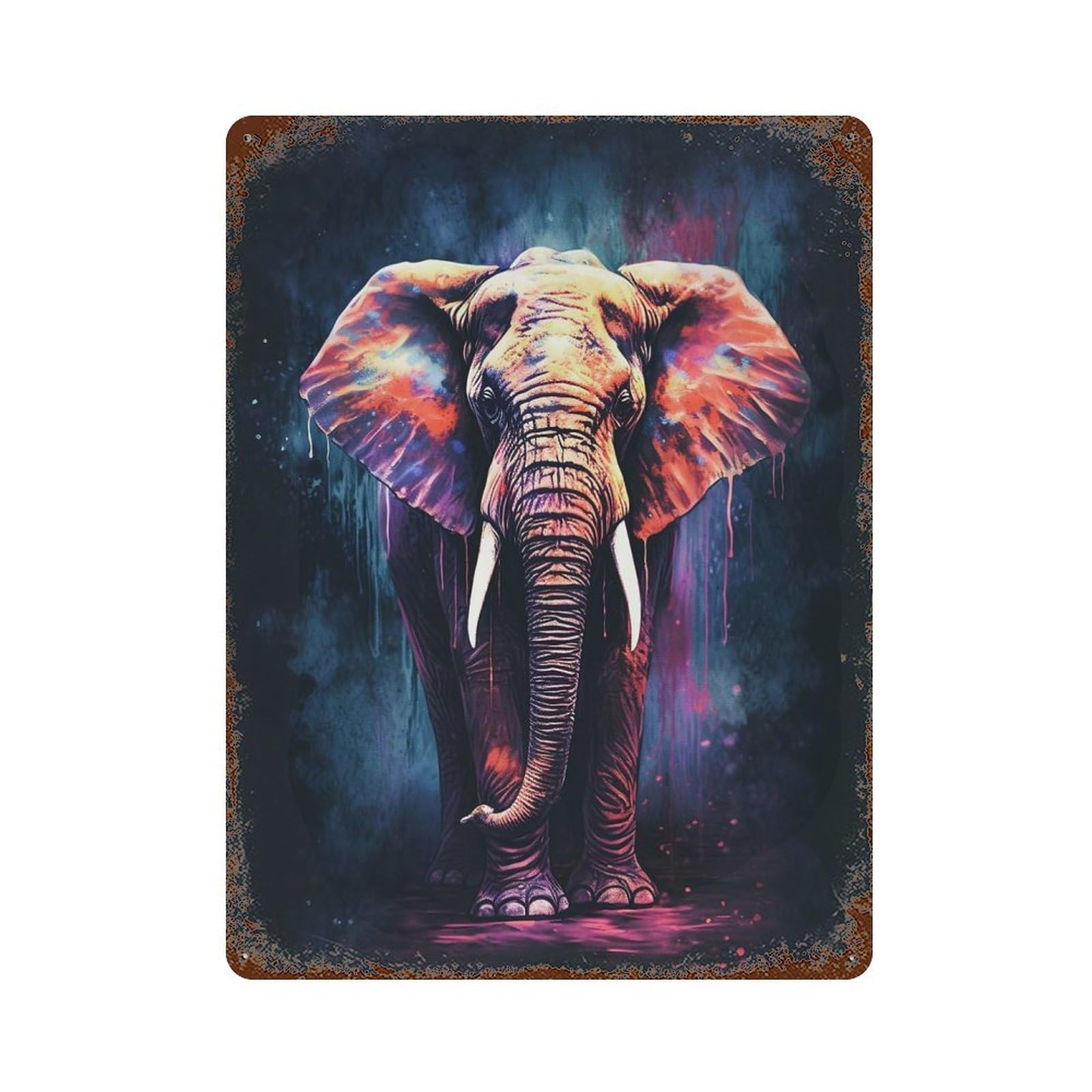 Amazing Elephant Rust Effect Tin Sign 15.7"x11.8", for Farmhouse, Kitchen And Entryway Decor, Decorative Metal Wall Art