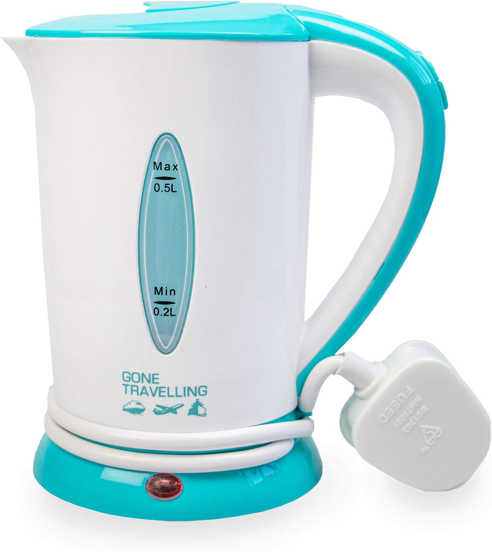 Travel Kettle with Mugs - 500ml Dual Voltage Small Travel Kettle with Cups - 0.5l Mains Electric Portable Water Kettle - 550 to 650W