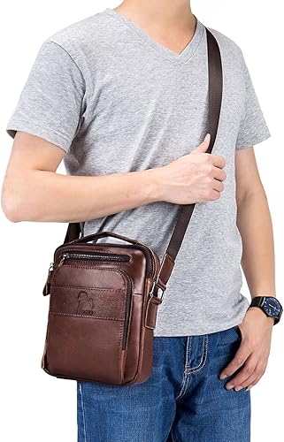 Miniatura 6 de BAIGIO Mens Genuine Leather Shoulder Bag Messenger Briefcase CrossBody Handbag Satchel Travel bag Black, Black -1, Dark Brown, Light Brown