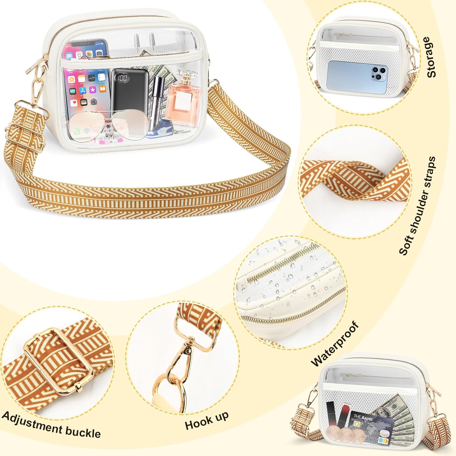KETIEE Clear Crossbody Bag, Stadium Approved Clear Purse Bag for Concerts Sports Events Festivals - Image 5