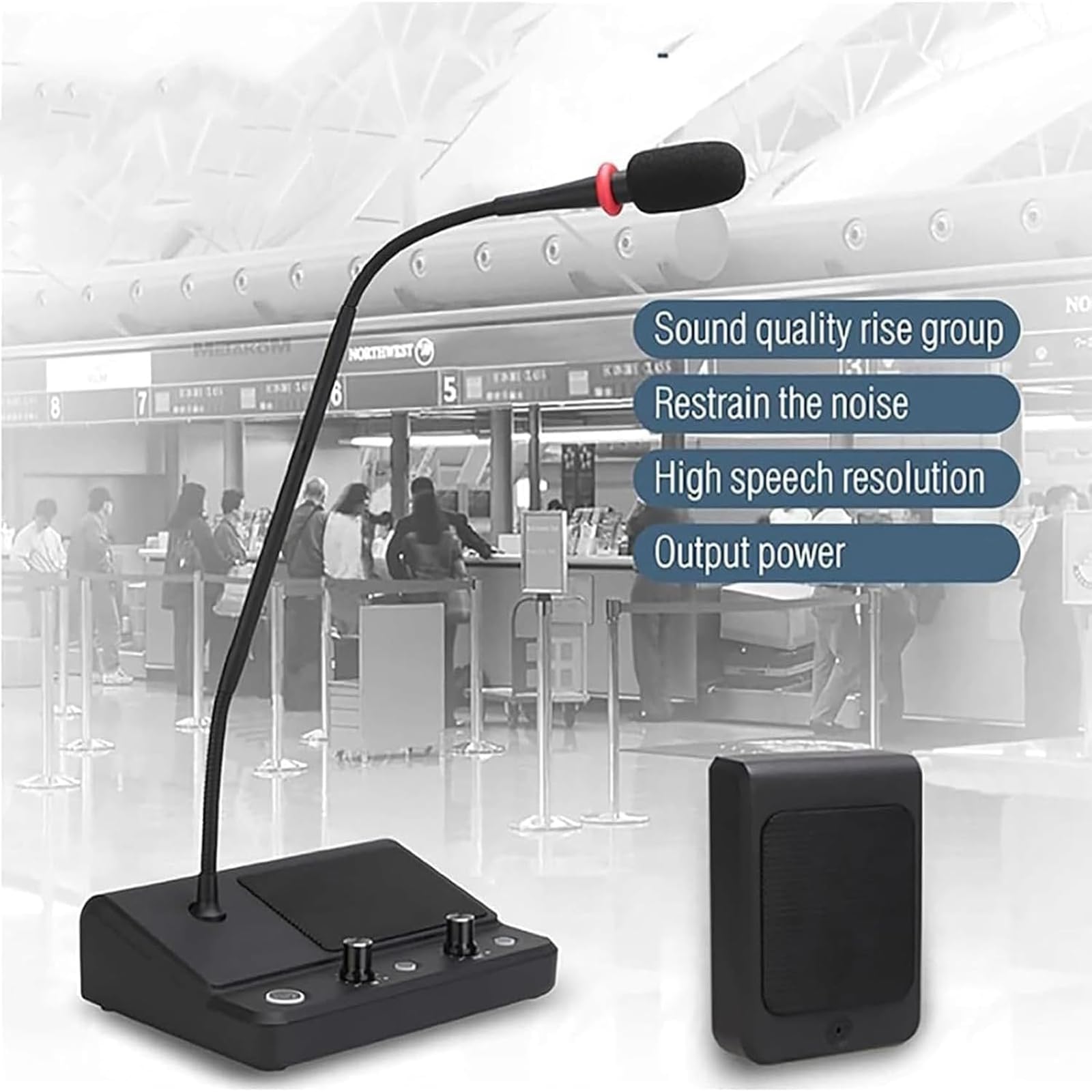 Sistema de intercomunicación totalmente automático, comunicación de doble vía, diseño antiinterferencia, resistencia a la flexión de 360°, ideal para tiendas, oficinas, hospitales, bancos