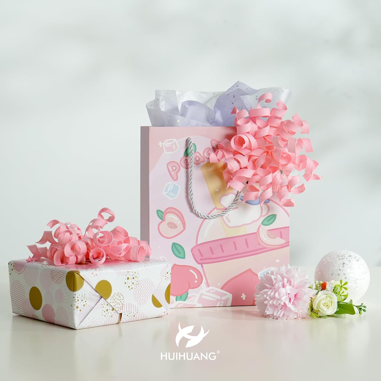 HUIHUANG Pink Bows for Gift Wrapping, Pink Curly Ribbon Bows Self Adhesive Burst Gift Bow for Presents, Wine Bottle, Treat Bags, Wrap Accessories, Bridal Shower Wedding Party Favor - 6 Counts - Image 8