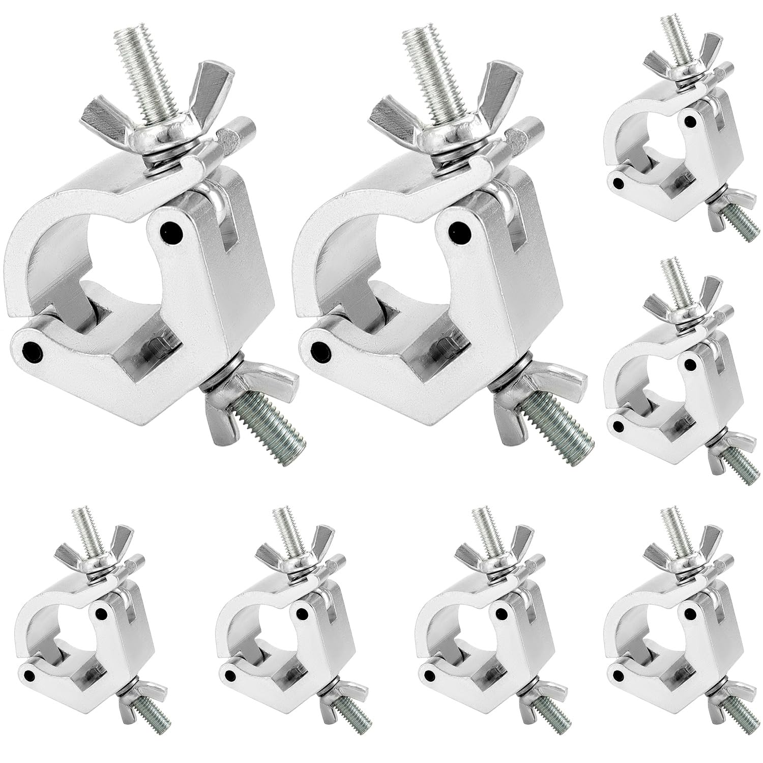 QWORK® 8 Pezzi Morsetto per Traliccio 30-36mm -Capacità 100kg - Lega di Alluminio - per Luci DJ