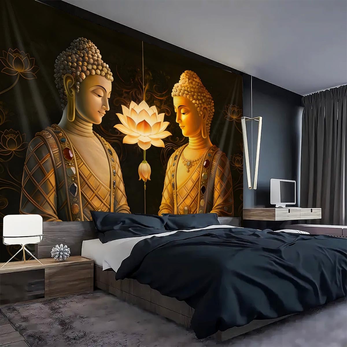 FENDROM Vintage Sitting Buddha Tapestry Buddha's Light Wall Hanging Buddhist Statue Tapestries Lotus Meditation Wall Decor Psychedelic Indian Zen Art for Bedroom Living Room Home Decor — image 1