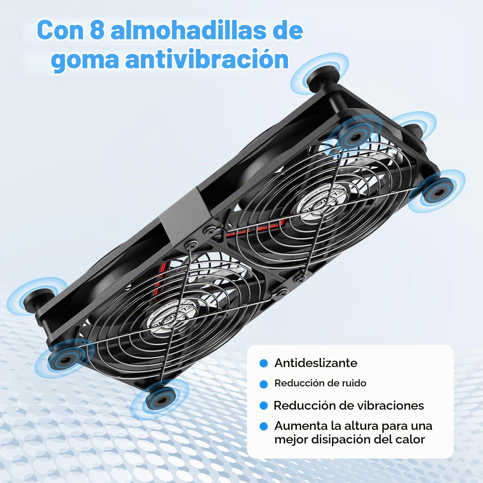 ELUTENG Ventilador USB 2 en 1 de 120 mm, 5 V, ventilador USB doble con 3 velocidades, ventilador de PC de 12 cm con 8 pies amortiguadores y regulador de temperatura digital para PS5, PS4, portátil, TV