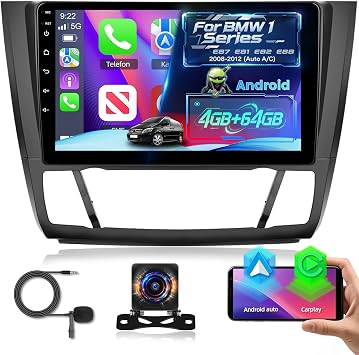 EKAT 8 Core Android 15 Car Stereo for BMW 1 Series E87 E81 E82 E88 2008-2012 Auto A/C - 4G+64G Wireless Carplay & Android Auto - 9 Inch Touch Screen Radio with 5GHz WiFi, GPS, DSP, SWC