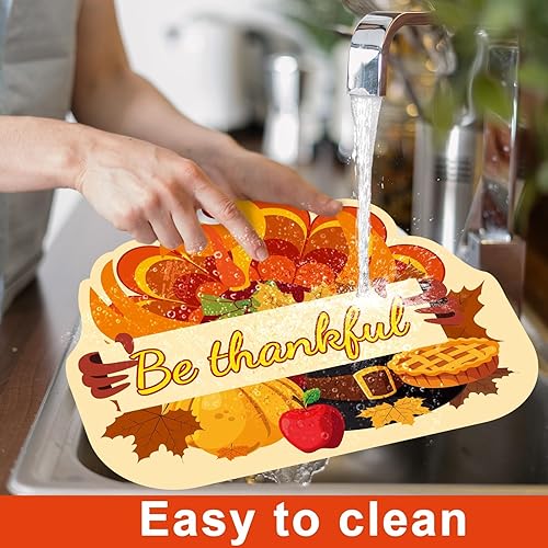 Miniatura 4 de Juego de 6 manteles individuales de Acción de Gracias, lavables, de plástico, para el día de Acción de Gracias, decoración de mesa de comedor,
