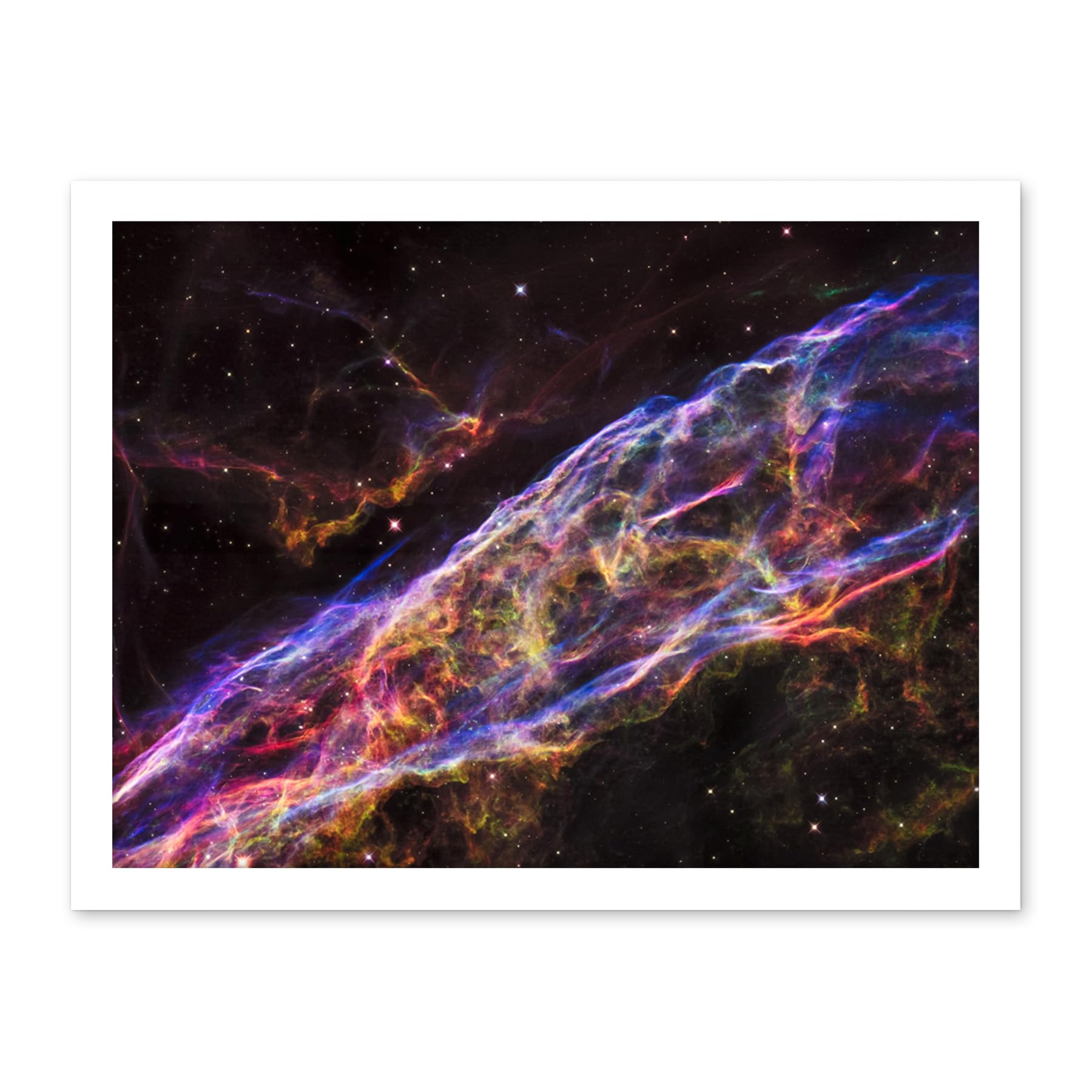Artery8 Hubble Space Telescope Image Veil Nebula Supernova Remnant Blast Wave Stunning Massive Star Debris Remains Artwork Framed Wall Art Print 18X24 Inch