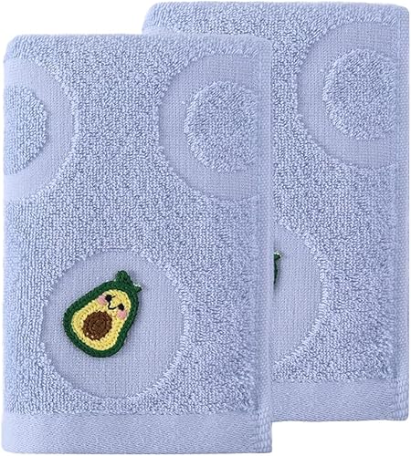 Miniatura 3 de YiLUOMO Juego de 2 toallas de mano 100% algodón, suaves, absorbentes, con bonito bordado de aguacate, toalla de mano decorativa para baño, 13 x 29