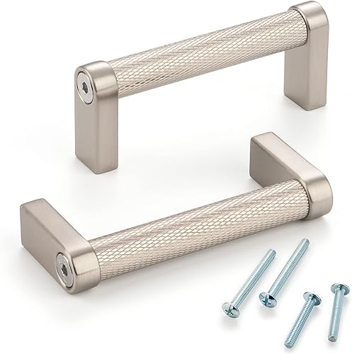 Miniatura 56 de Paquete de 5 tiradores de gabinete de 3–3/4 pulgadas estriado en negro y oro, manijas de gabinete mate en negro y oro cepillado AP1311, herrajes