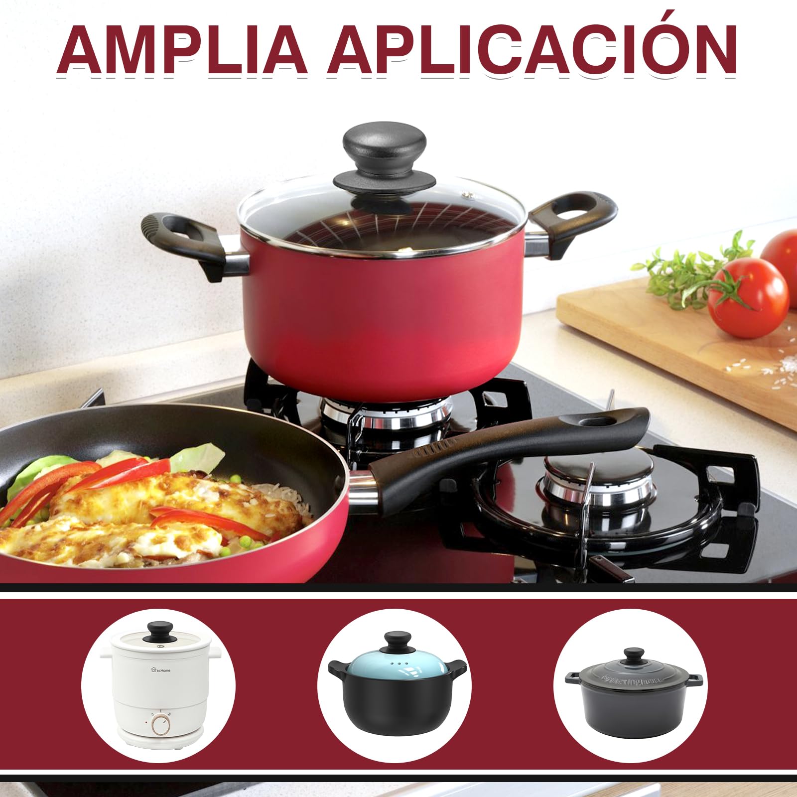 VEGCOO Perilla De La Tapa Pomo Universal para Tapa Asa De La Tapa Mango De La Tapa De La Olla Pomos para Menaje De Cocina Tapas para Ollas Negro