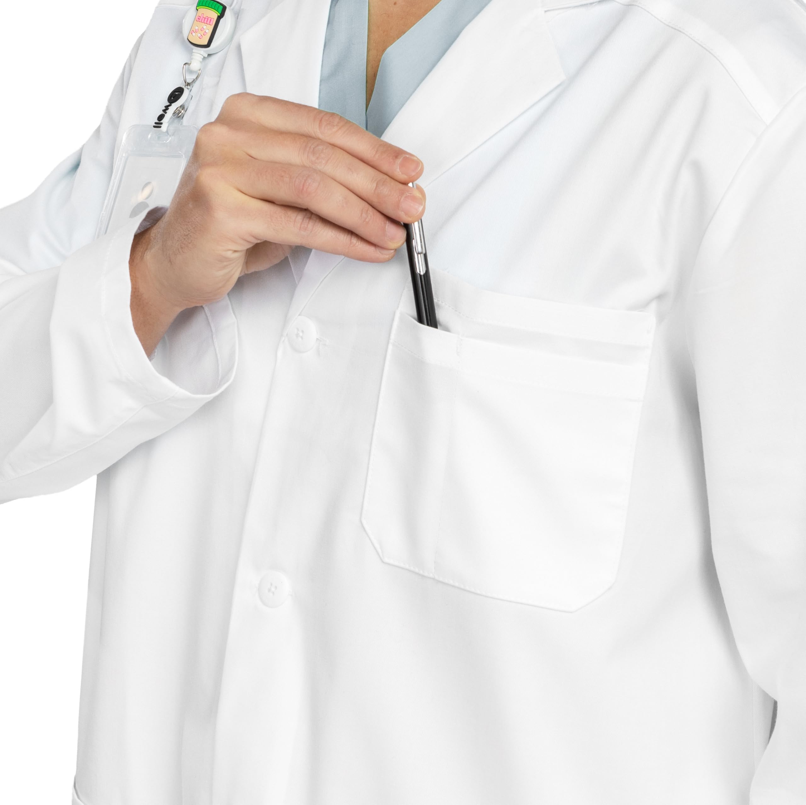 B-well LEONARDO Bata de laboratorio para hombre – Bata médica transpirable con elástico, bolsillos y correa