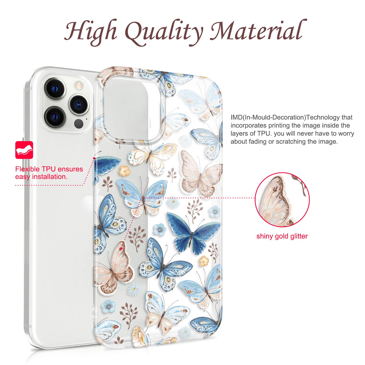 Custodia Di Lusso Con Farfalla Glterata Sabbie Mobili Per - Foto 5