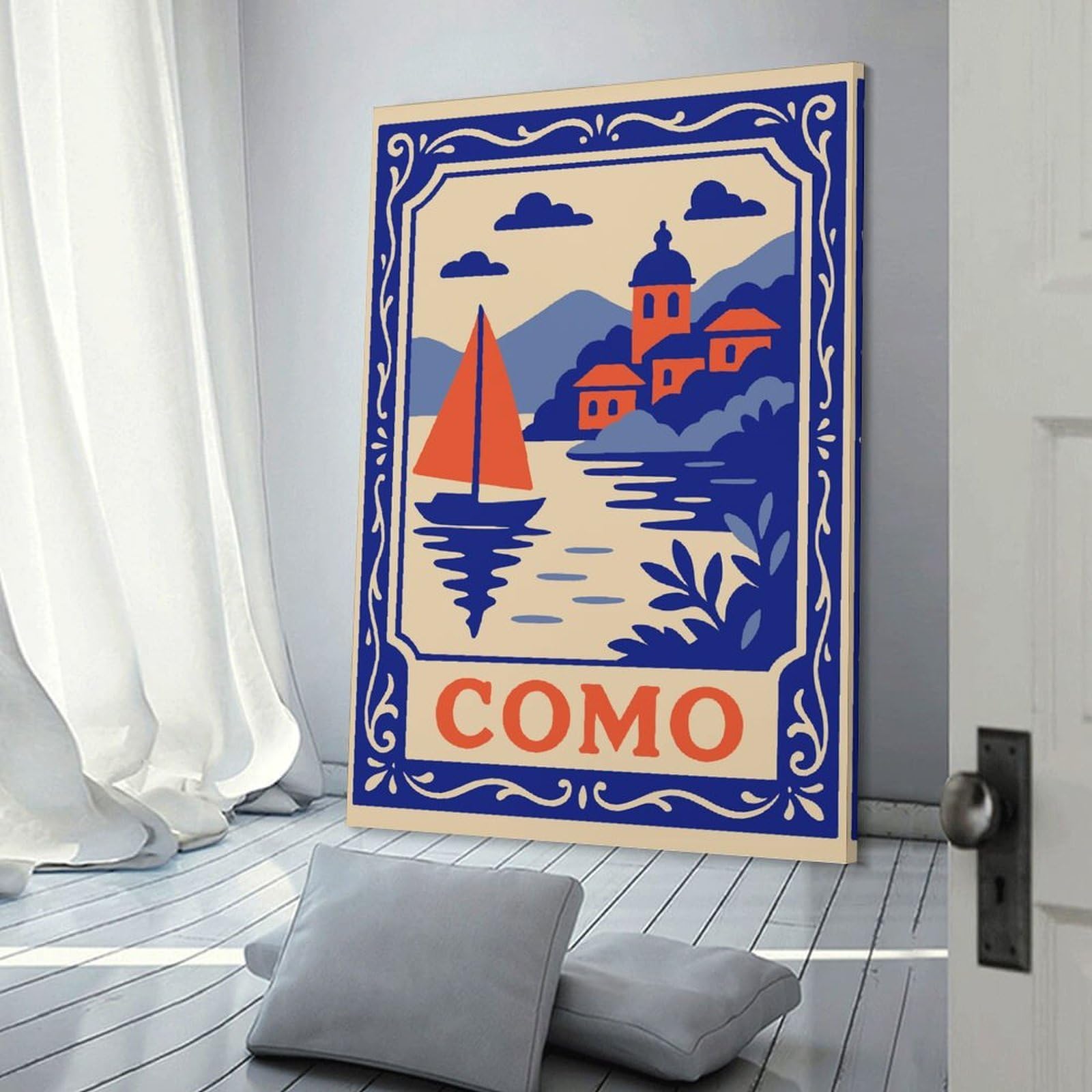 Junmoney Como Travel Canvas Wall Picture, 20x30inch(50x75cm), for Picture Wall Styling in Lounge Or Bedroom, An Easy Match for Collected Prints