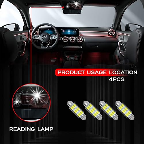 Miniatura 8 de beypovk Bombilla LED para automóvil de 1.614 in, 6000 K blanco puro brillante interior de coche, sin errores 9-SMD 5630 chipsets DE3021 bombilla