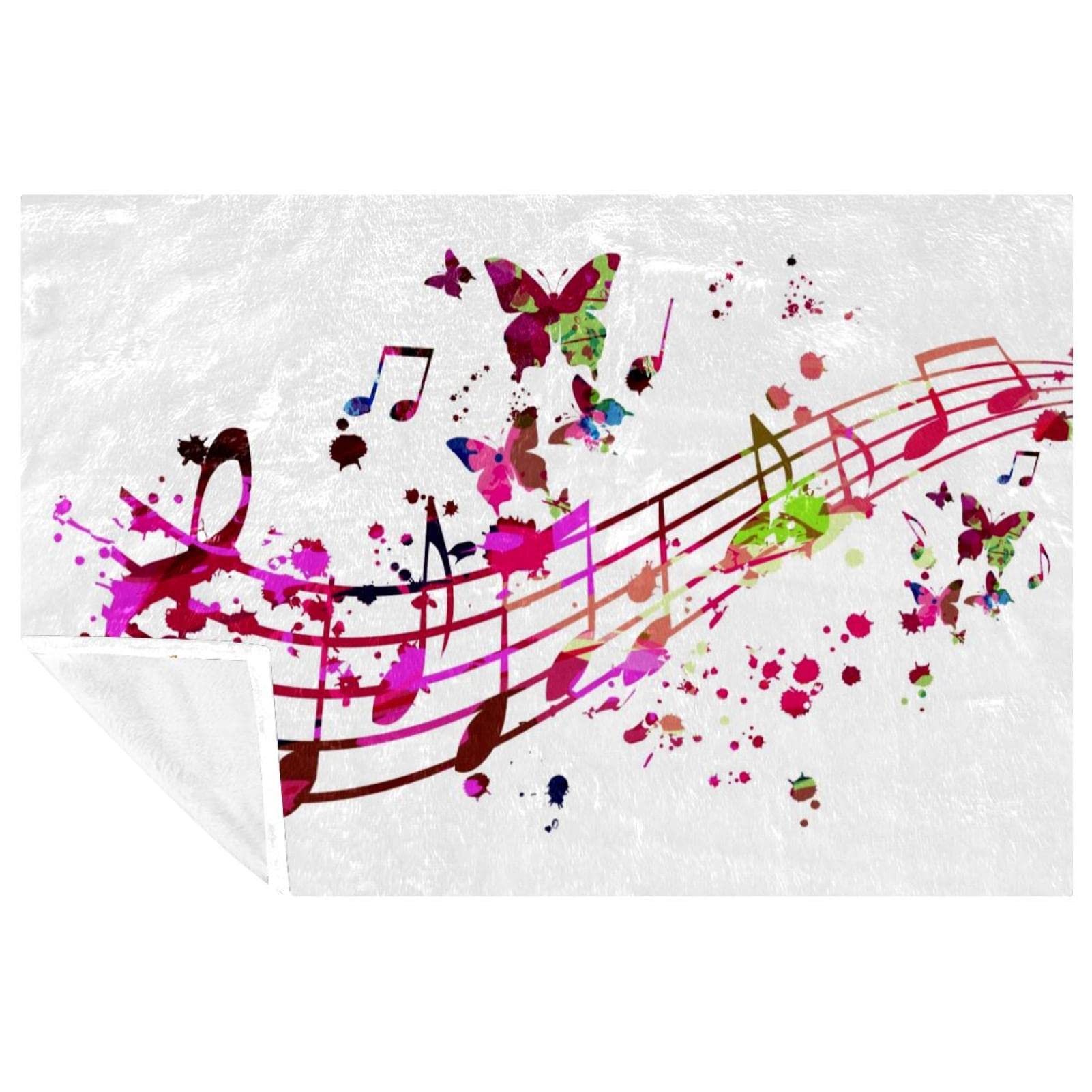 Couverture chaude pour camping et pique-nique rose à motif papillons 150x100cm