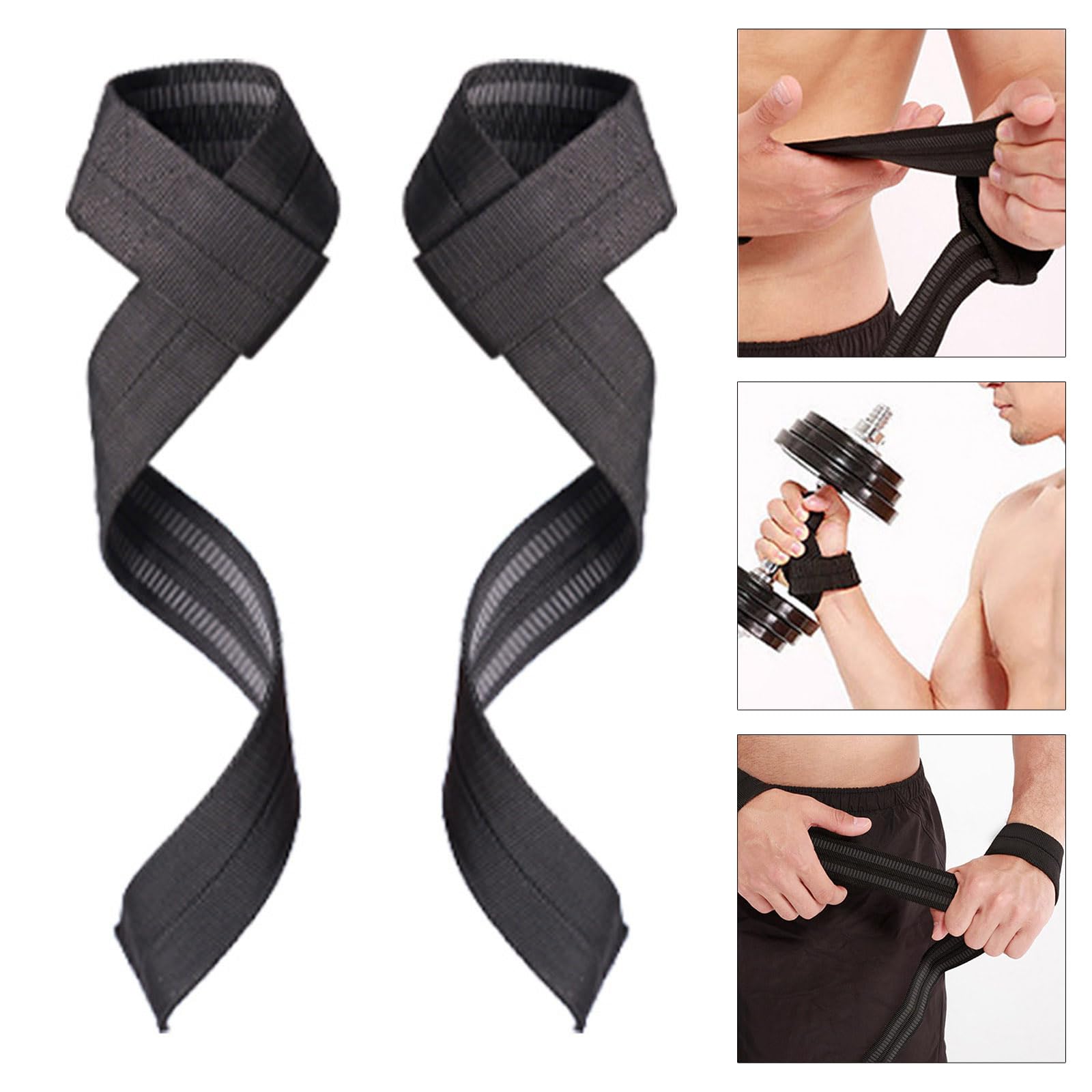 Haoyull 1Pair Gym Lifting Strap Weightlifting Wrist Weight Belt Gym Deadlifts Fitness Strap for Bodybuilding and Powerlifting