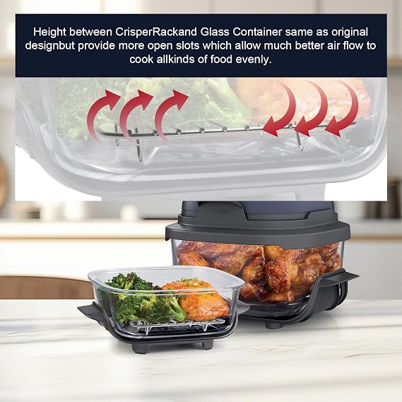 2 Pack Air Fryer Rack for Ninja Crispi FN101, Stainless Steel Crisper Rack Replacement for Ninja Crispi Accessories, Food Grade SUS304 Wire Rack Dishwasher Safe, Fits 4QT & 6 Cup Glass Container