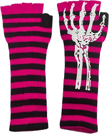 Gravity Threads Long 11 Knit Warm Skeleton Fingerless Gloves