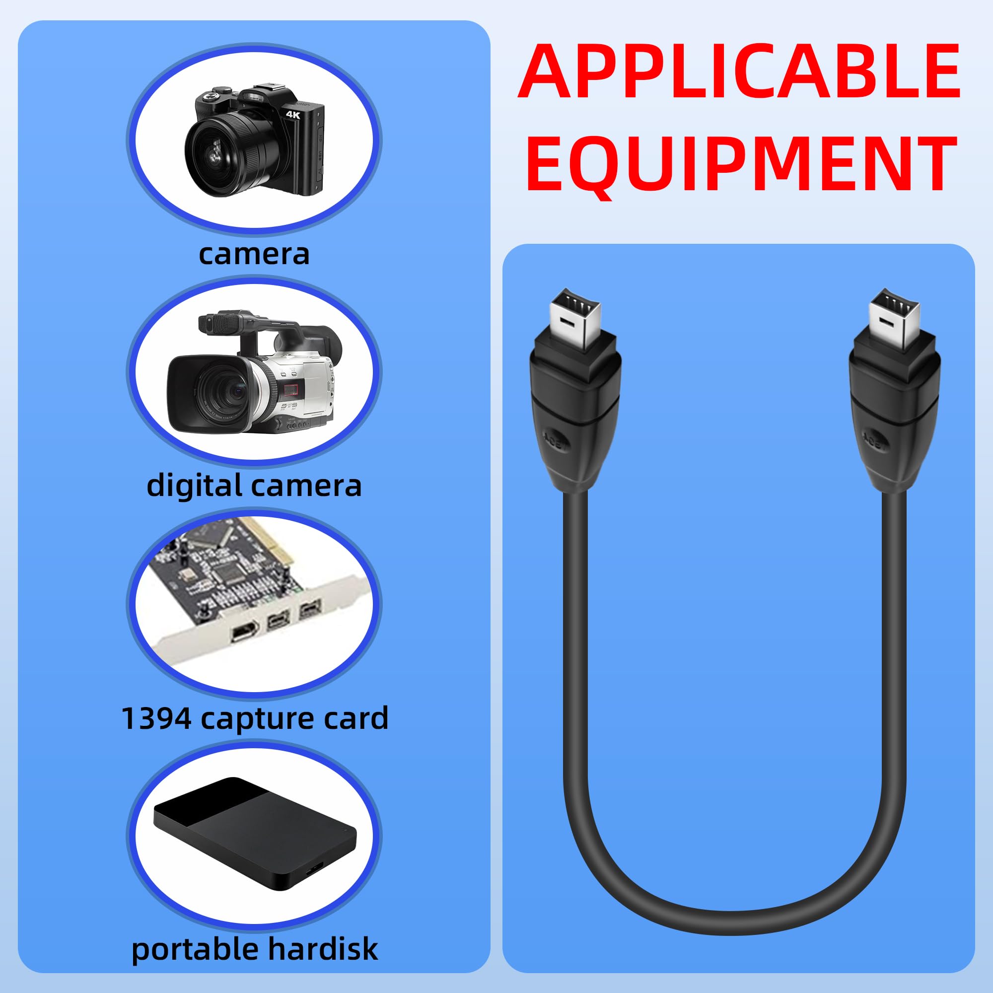 Câble Adaptateur Firewire IEEE 1394 4 Broches Mâle Vers 4 Broches Mâle 1,8m - Noir