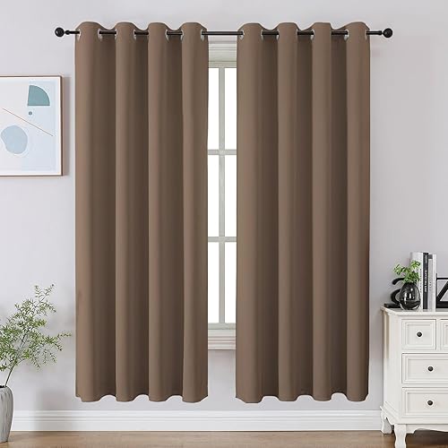 Miniatura 38 de CUCRAF Juego de 2 paneles de cortinas opacas negras de 54 pulgadas de largo, cortinas de oscurecimiento de habitación para sala de estar y