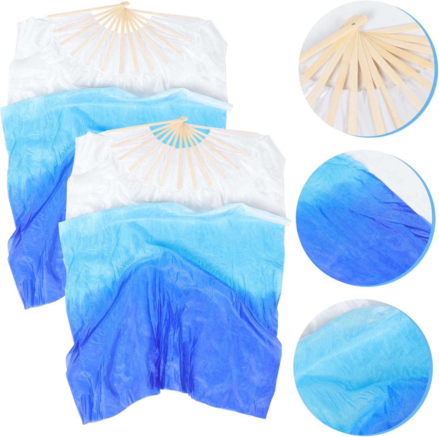 Sosoport 4pcs Gradient Dance Fan for Belly Dance Lightweight Folding Cloth Fans for and Stage Use Soft