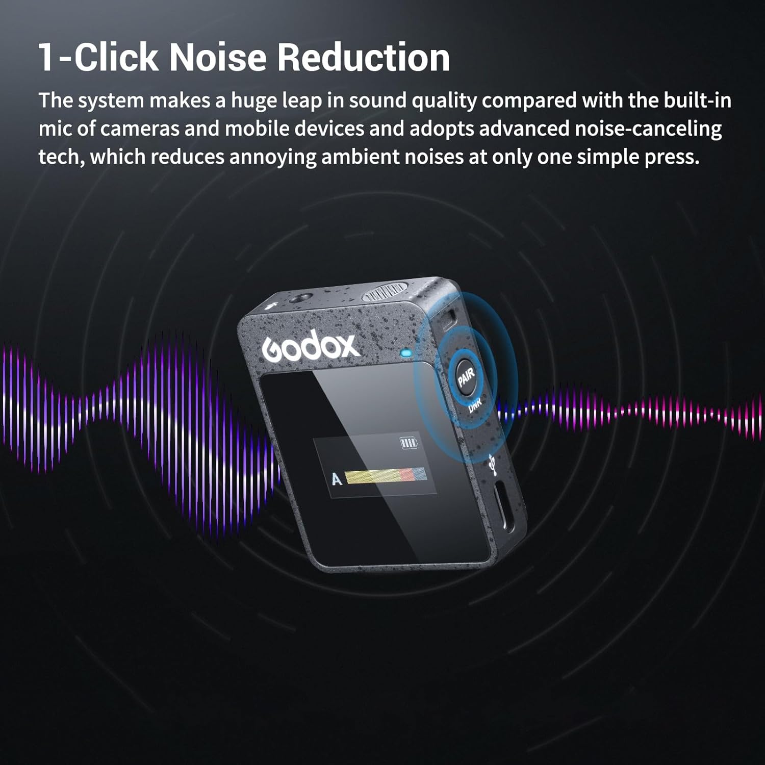 Godox MoveLink II M2 Wireless Lavalier Microphone System(2 TX + 1 RX + Charging Case), 2.4G Wireless Noise Cancelling Mic, 100m(328ft) Range for Camera, Computer, Smartphone TikTok Interview Recording