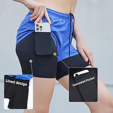 Heren hardloopshorts 2-in-1 shorts voor de sportschool, atletiek, buitensporten, marathontrainingen en workouts MarineBlauww 2XL