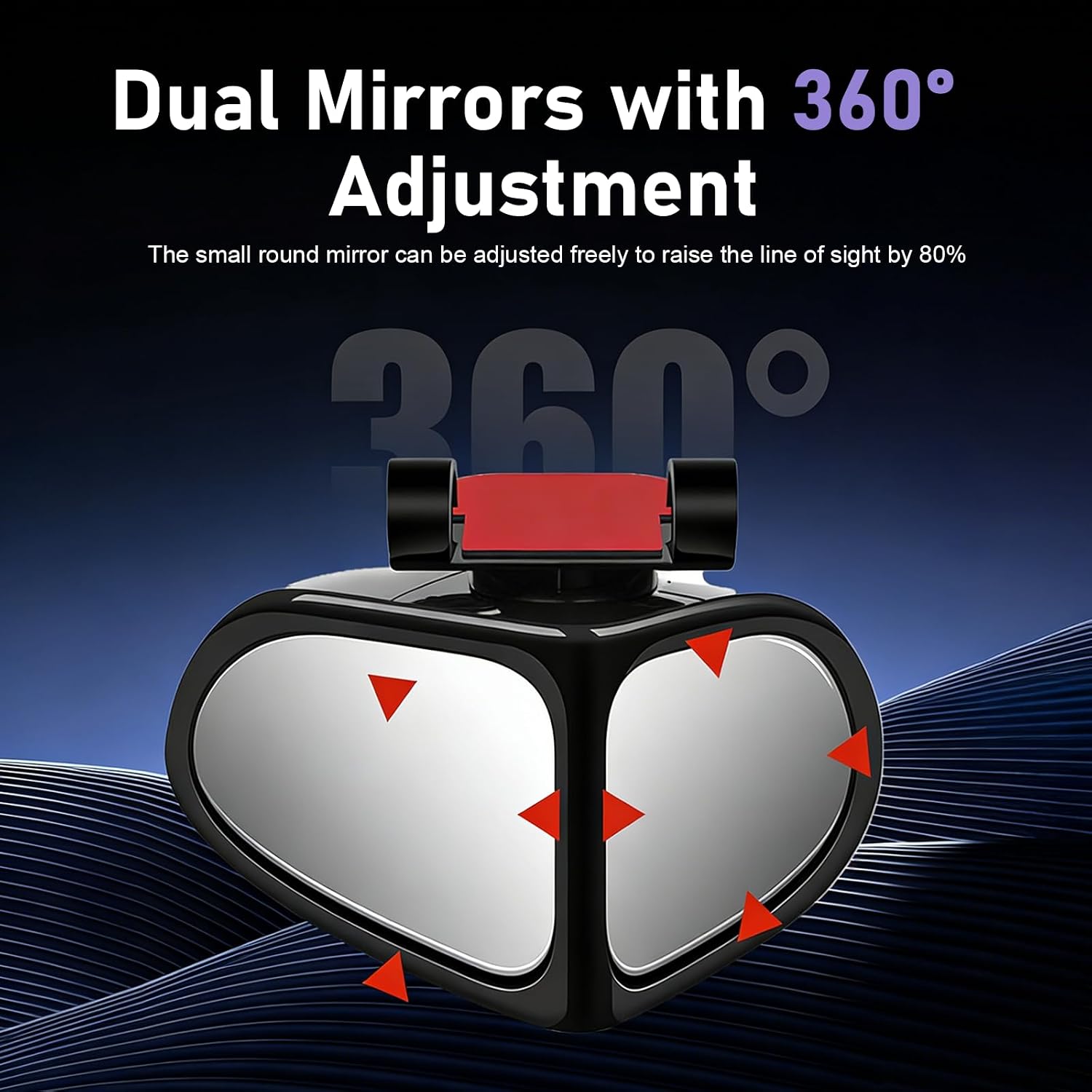 2 PCS Car Blind Spot Mirror, 360 Degree Adjustable Wide Angle Convex Mirror, HD Waterproof Dual-sided Glass Reverse Parking Auxiliary Tools, Universal for Most Cars, Trucks, SUVs (Black)