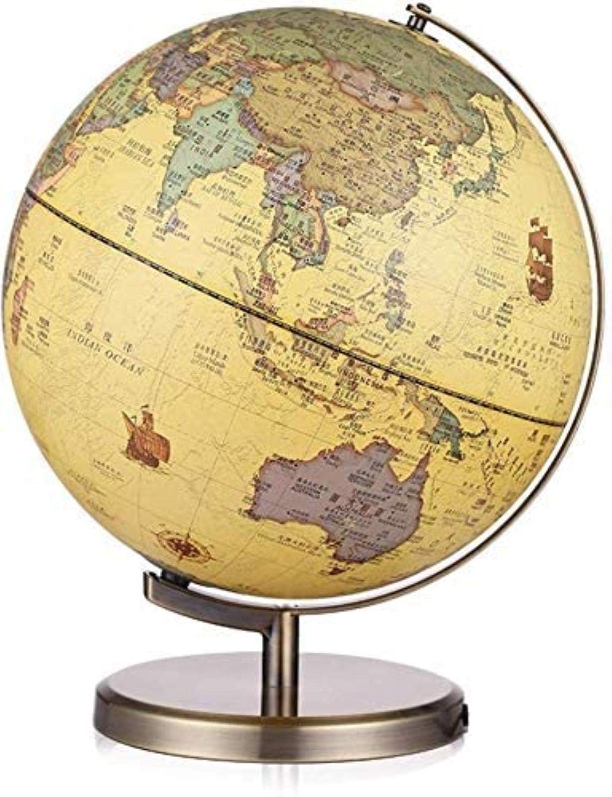 Podświetlany globus świata – edukacyjny globus geograficzny dla dzieci i dorosłych – interaktywny globus ziemi do dekoracji na biurko w domowym biurze (25 cm / 10 cali)