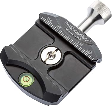 C60 Arca-Swiss Compatible Quick Release Clamp with 1-4" Hardened Thread Insert with Bubble Level