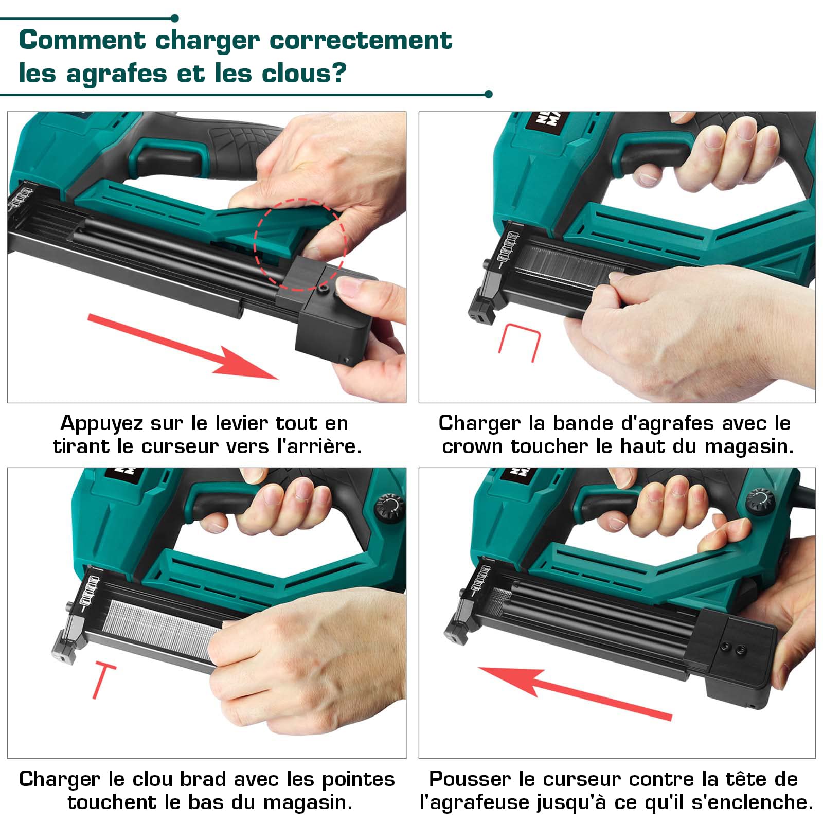 NEU MASTER Agrafeuse Electrique, Cloueuse Electrique pour Bois Câble d'alimentation 2M avec 200 Agrafes et 800 Clous NTC0040
