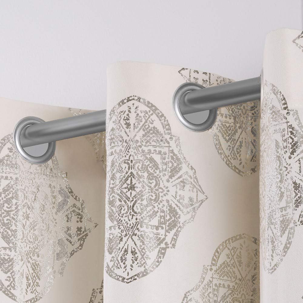 Exclusive Home Curtains - EH8246-01 2-96G Augustus Metallic Grommet Top Panel Pair, 54x96, Off-white, 2 Piece