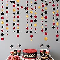 Vista 4 de pinkblume Guirnalda de lunares de puntos circulares para fiestas, papel de lunares colgante, papel de polka dorado negro rojo para graduación