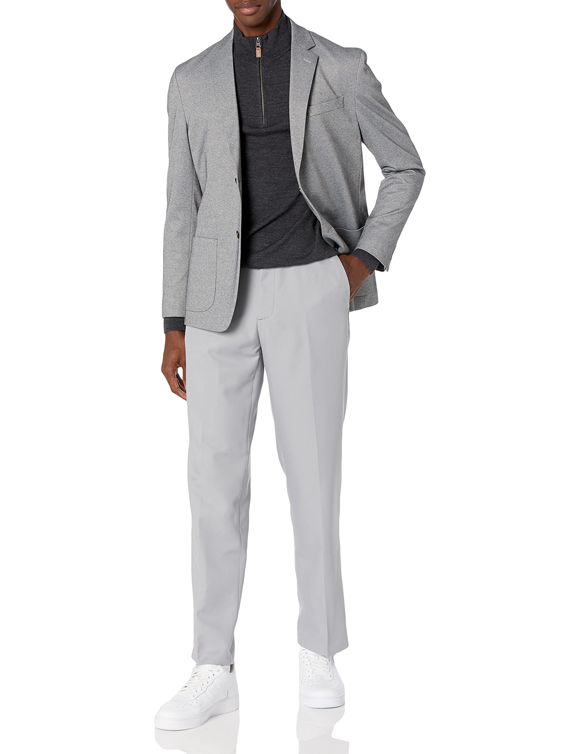 Amazon Essentials Pantaloni da Abito Senza Pinces con Vita Espandibile in Vita e Vestibilità Classica Uomo